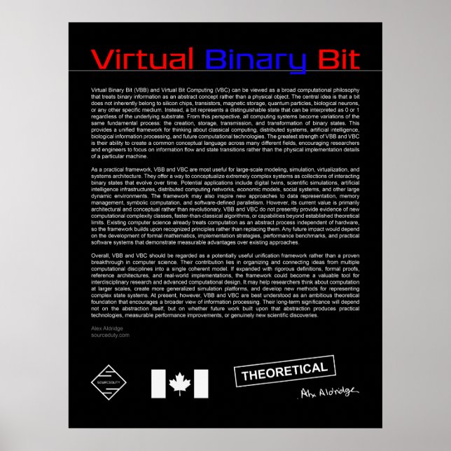 Póster Bit Binario Virtual (Frente)