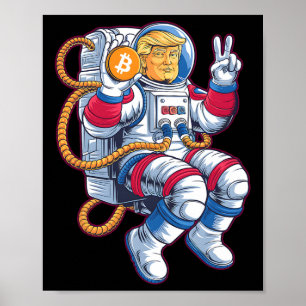 Póster Bitcoin a la Luna Btc Astronauta Cripto Fomo Trum