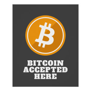 Póster Bitcoin aceptado aquí - criptodivisa digital