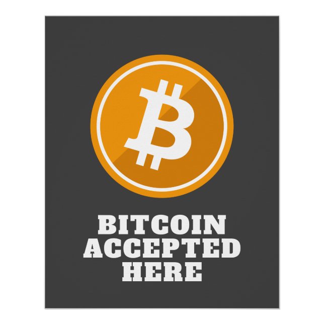 Póster Bitcoin aceptado aquí - criptodivisa digital (Anverso)
