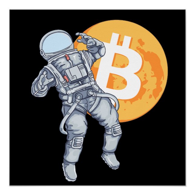 Póster BITCOIN -Astronauta Cripto- A La Luna (Anverso)