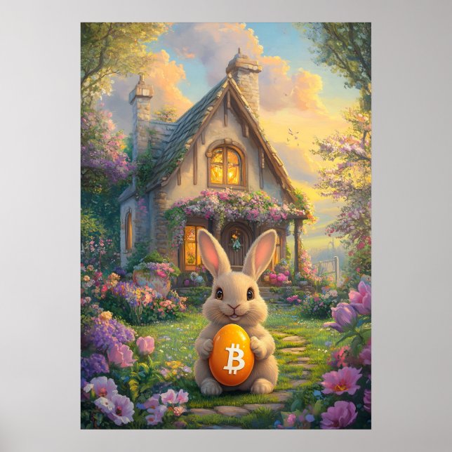 Póster Bitcoin Easter Bunny Crypto Rabbit Hole (Frente)