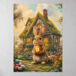 Póster Bitcoin Easter Egl Hodl Rabbit Hole
