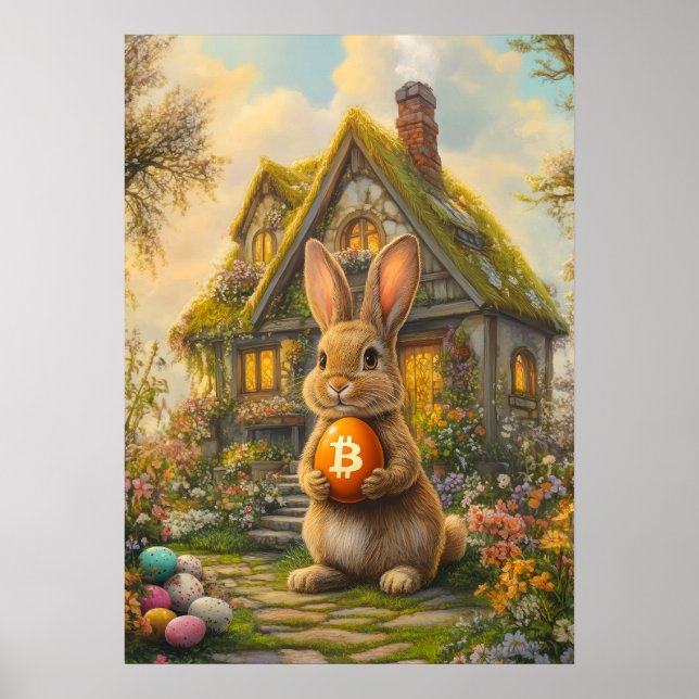 Póster Bitcoin Easter Egl Hodl Rabbit Hole (Frente)