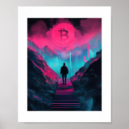Póster Bitcoin Journey Neon Wall Art Print