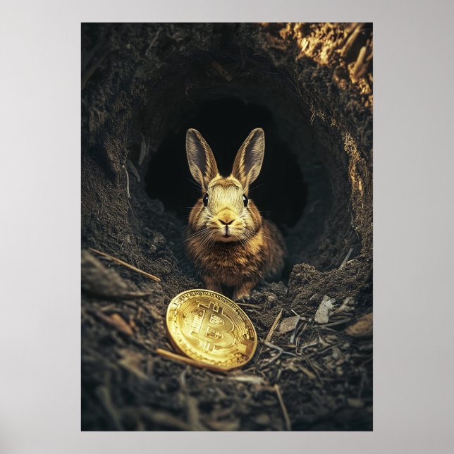 Póster Bitcoin Rabbit Hole Crypto Bunny (Frente)