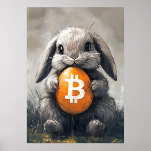 Póster Bitcoin Rabbit Hole Crypto Bunny Poster