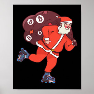 Póster Bitcoin Santa Claus Cryptocurrency Santa Crypto In