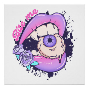 Póster Bite Me Pink Halloween Litros