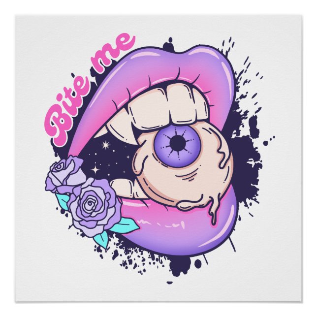Póster Bite Me Pink Halloween Litros (Anverso)