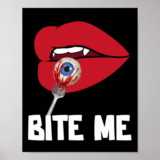Póster Bite Me Y Vampiro Lips disfraz de fiesta de Hallow (Frente)