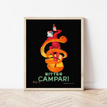 Póster Bitter Campari | Leonetto Cappiello<br><div class="desc">Bitter Campari (1921) | Leonetto Cappiello’s 1921 advertising poster for Bitter Campari showcases a playful and memorable design featuring a vibrant jester wrapped in a spiraling orange peel, holding a bottle of Campari. Set against a stark black background, the jester’s dynamic pose and the bold orange hues create a striking...</div>