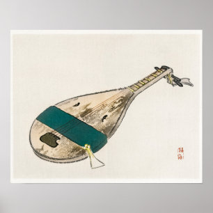 Póster Biwa de Kōno Bairei (1844-1895)