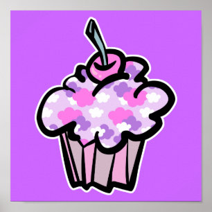 Póster bizcocho rosa y violeta
