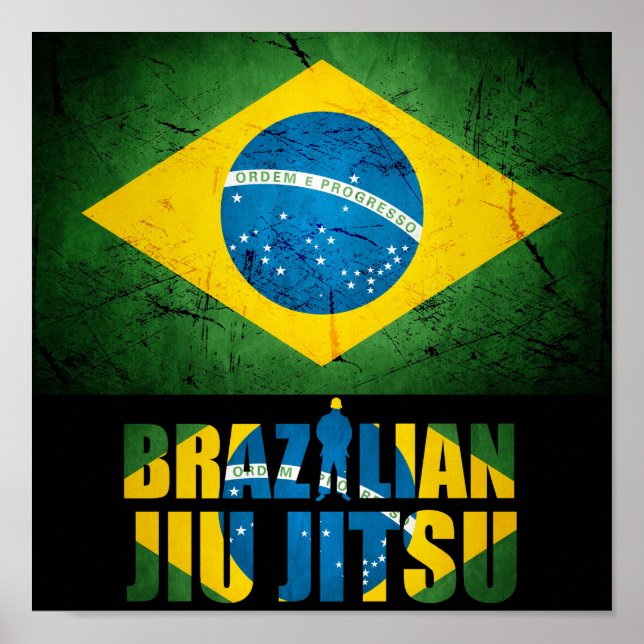 Póster BJJ brasileño Jiu Jitsu - Poster de la bandera bra (Frente)
