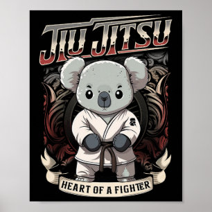 Póster Bjj Corazón De Un Luchador - Jiu Jitsu Byby Koala 