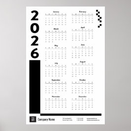Póster Black 2026 Corporate Wall Calendar Poster