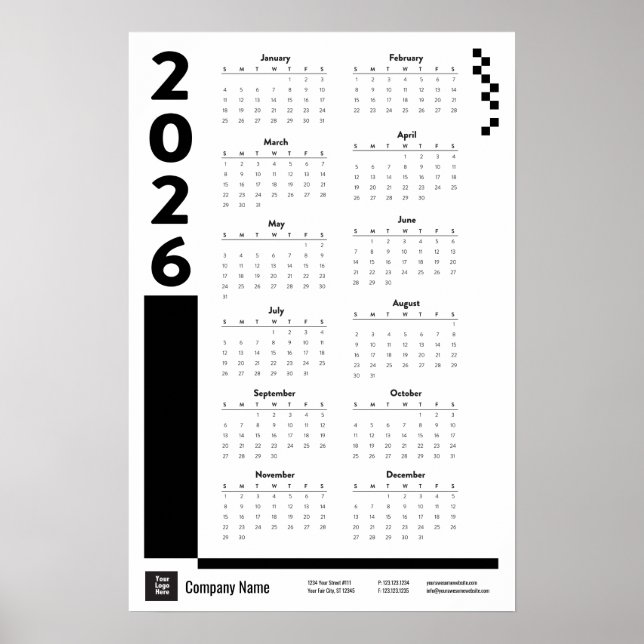 Póster Black 2026 Corporate Wall Calendar Poster (Frente)