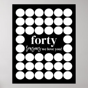 Póster Black 40 Razones por las que te queremos Cumpleaño