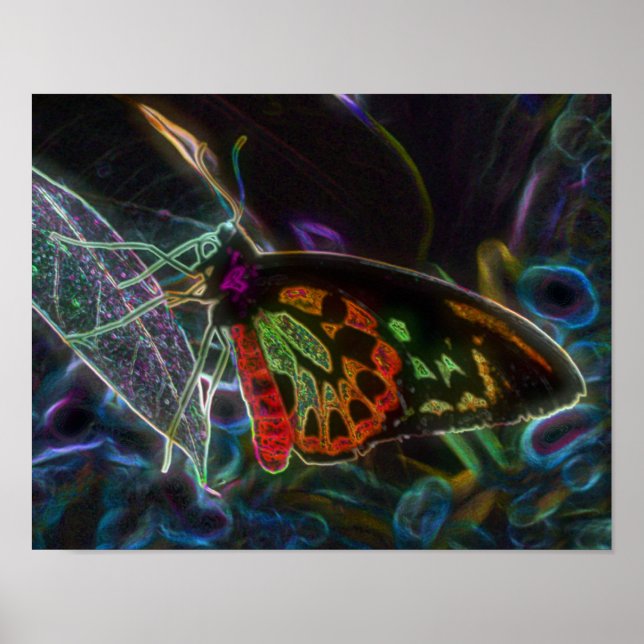 Póster Black Abstract Butterfly Fantasy Art (Frente)