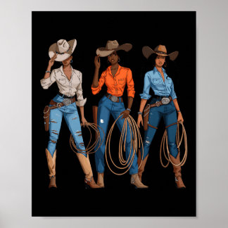 Póster Black African American Cowgirl Western Country Rod