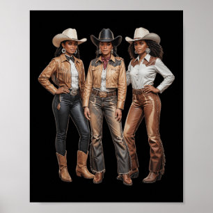 Póster Black African American Cowgirl Western Country Tex