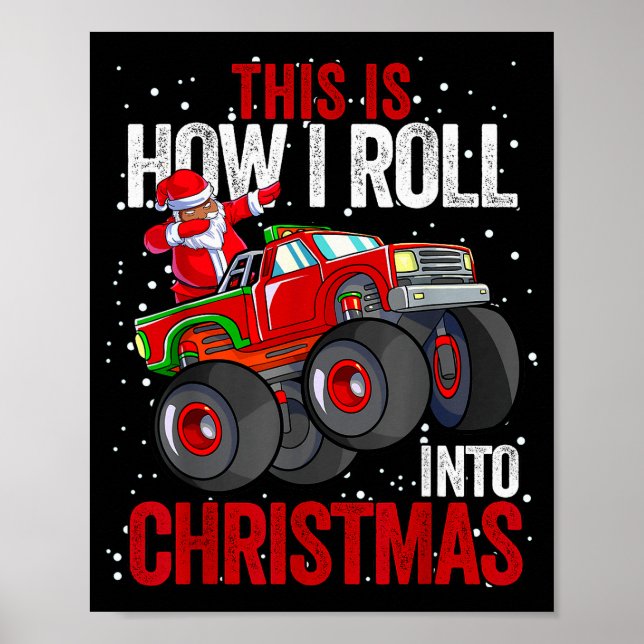 Póster Black African American Santa Claus Monster Truck C (Frente)