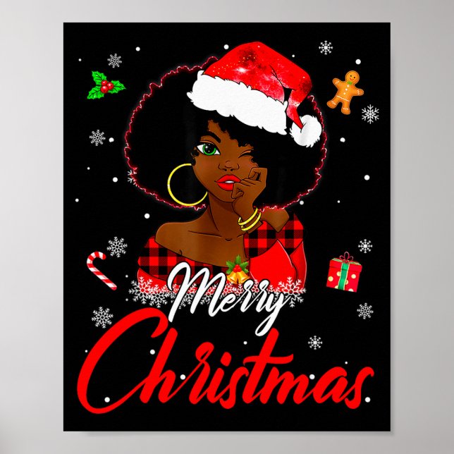 Póster Black African Girl American Melanin Christmas Sant (Frente)