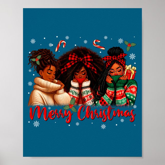 Póster Black African Girl American Melanin Christmas Sant (Frente)