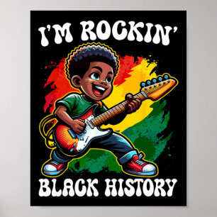 Póster Black Afro Boy soy Rockin Black History Month Guit