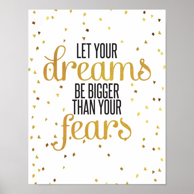 Póster Black and Gold Dreams Inspirational Quote (Frente)