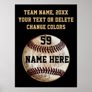 Póster Black and Gold Personalized Baseball Poster