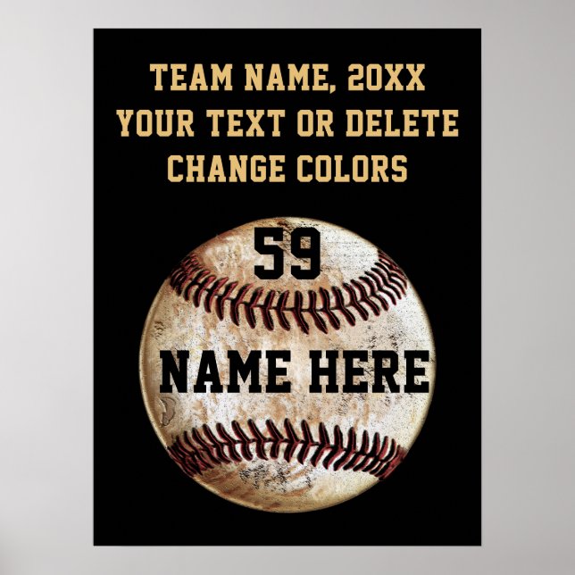 Póster Black and Gold Personalized Baseball Poster (Frente)