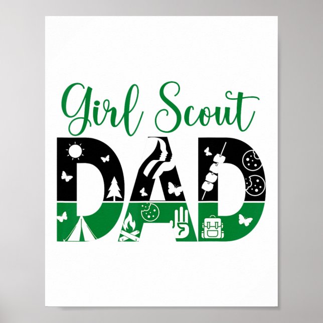 Póster Black And Green Dad Scout For Girls Cookie Camping (Frente)