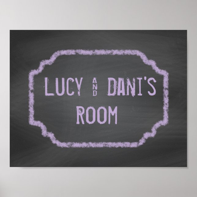 Póster Black and Purple Chalkboard Roommates Wall Art (Frente)
