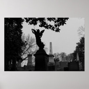 Póster Black and White Angel Statue