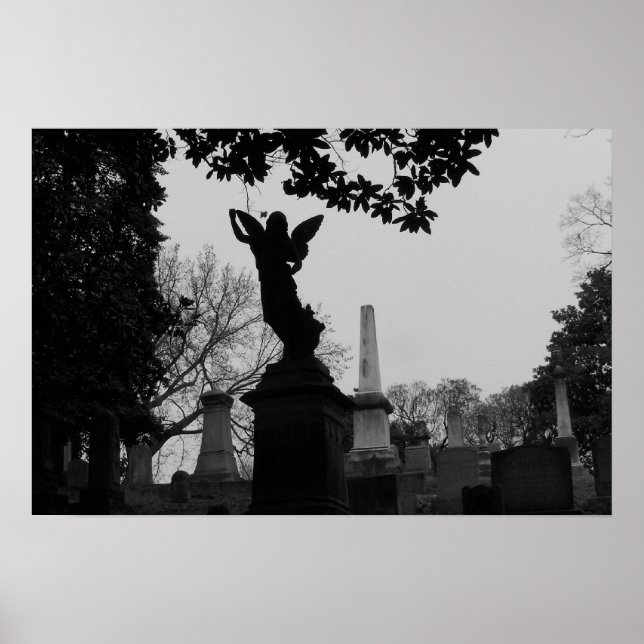 Póster Black and White Angel Statue (Frente)