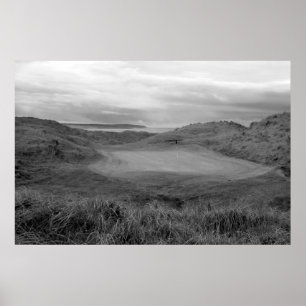 Póster black and white Ballybunion links golf course