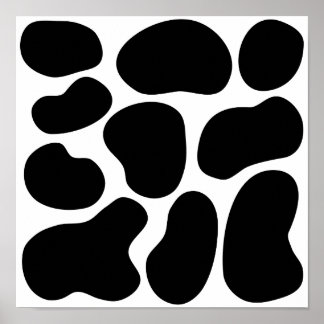 Póster Black and White Cow Print Pattern.