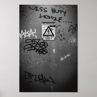 Póster Black And White Electric cabinet belgium