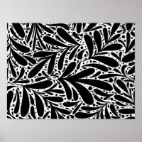 Black and white leaves abstract pattern