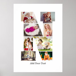 Póster Black and White Letter N Photo Collage