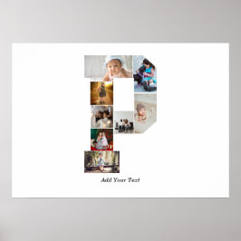 Póster Black and White Letter P Photo Collage