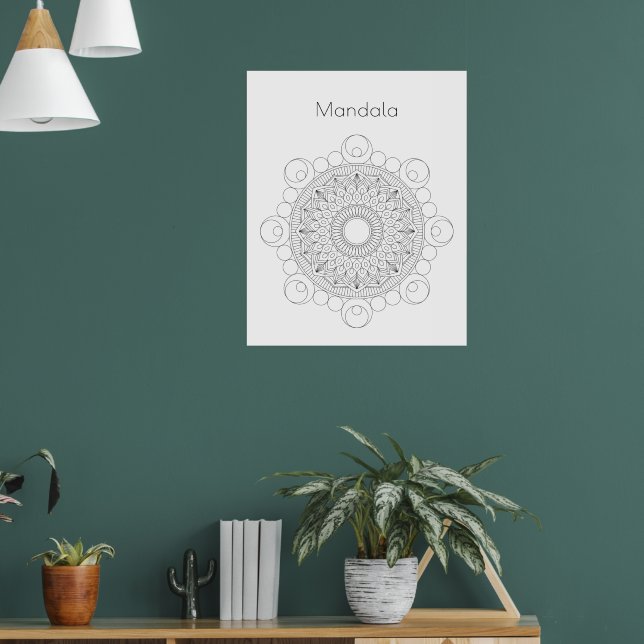 Póster Black and White Mandala v2 Coloring Poster (Salón 1)