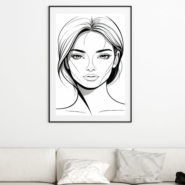 Póster Black and White Minimal Woman Line Art Poster (Subido por el creador)