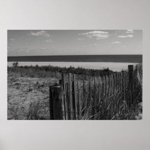 Póster Black and White New Jersey Beach