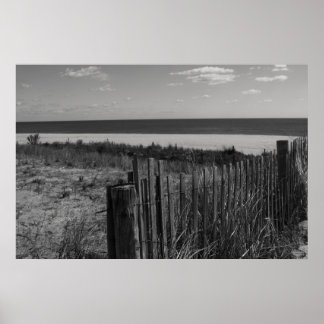 Póster Black and White New Jersey Beach