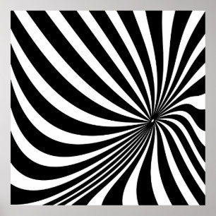Póster Black and white optical illusion pattern