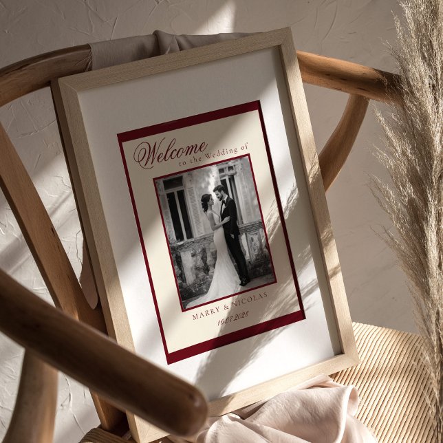 Póster Black and White Photo Old Money Wedding Welcome (Subido por el creador)