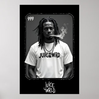 Póster Black and white portrait of male rapper smoking wi